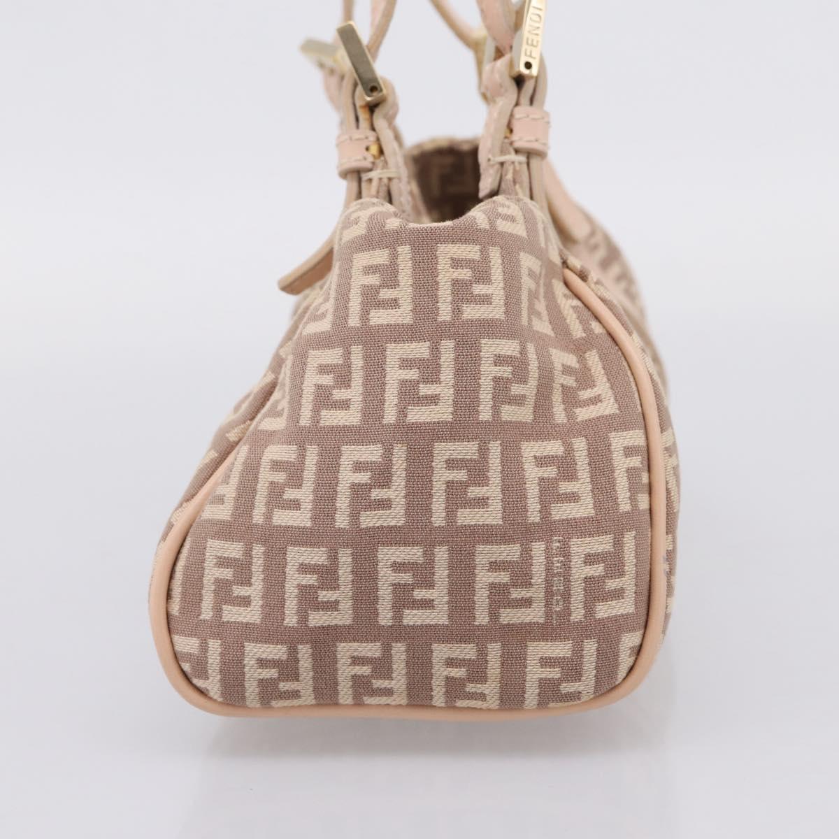 FENDI Zucchino Canvas Hand Bag Beige Gold 8BR437 Auth ep16060A