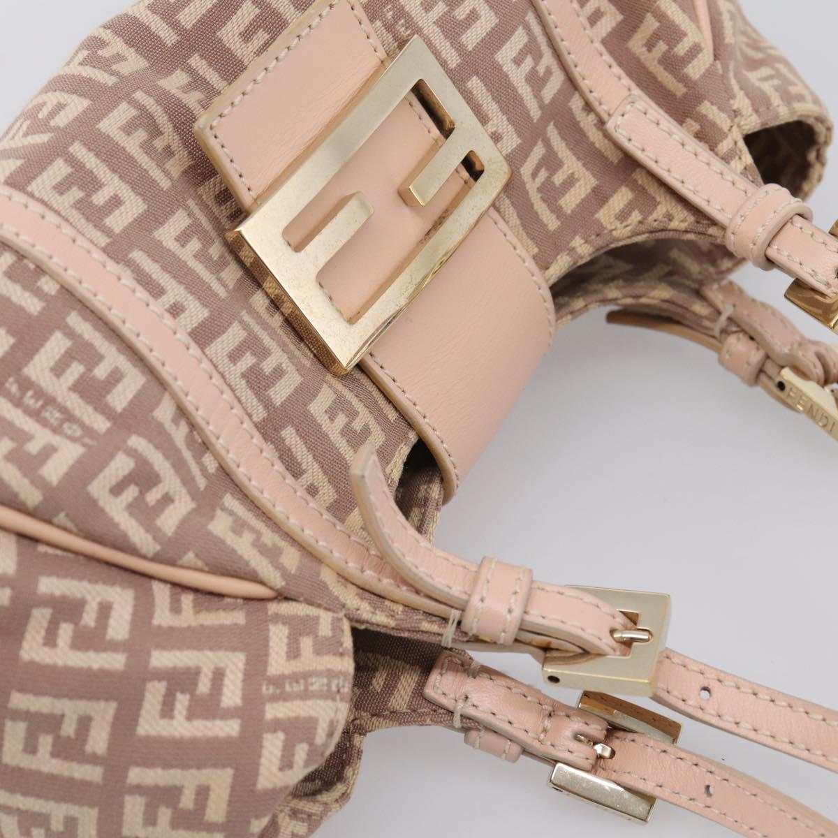 FENDI Zucchino Canvas Hand Bag Beige Gold 8BR437 Auth ep16060A