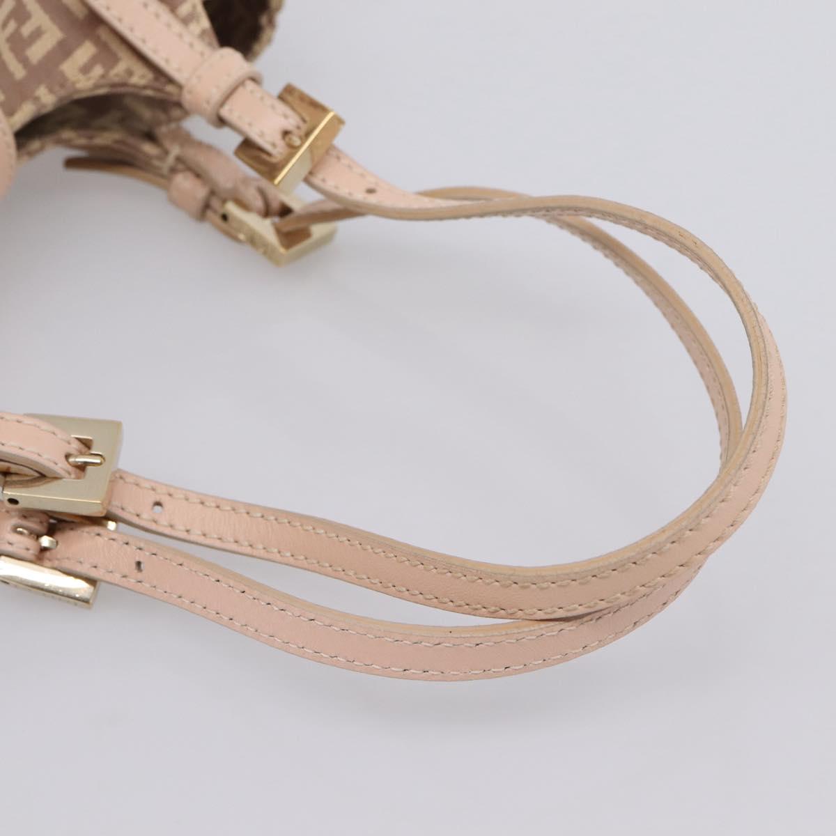 FENDI Zucchino Canvas Hand Bag Beige Gold 8BR437 Auth ep16060A