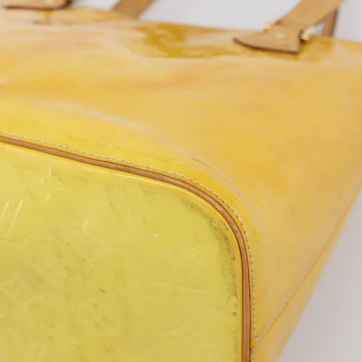 LOUIS VUITTON Monogram Vernis Houston Bag Lime Yellow M91055 LV Auth ep16061