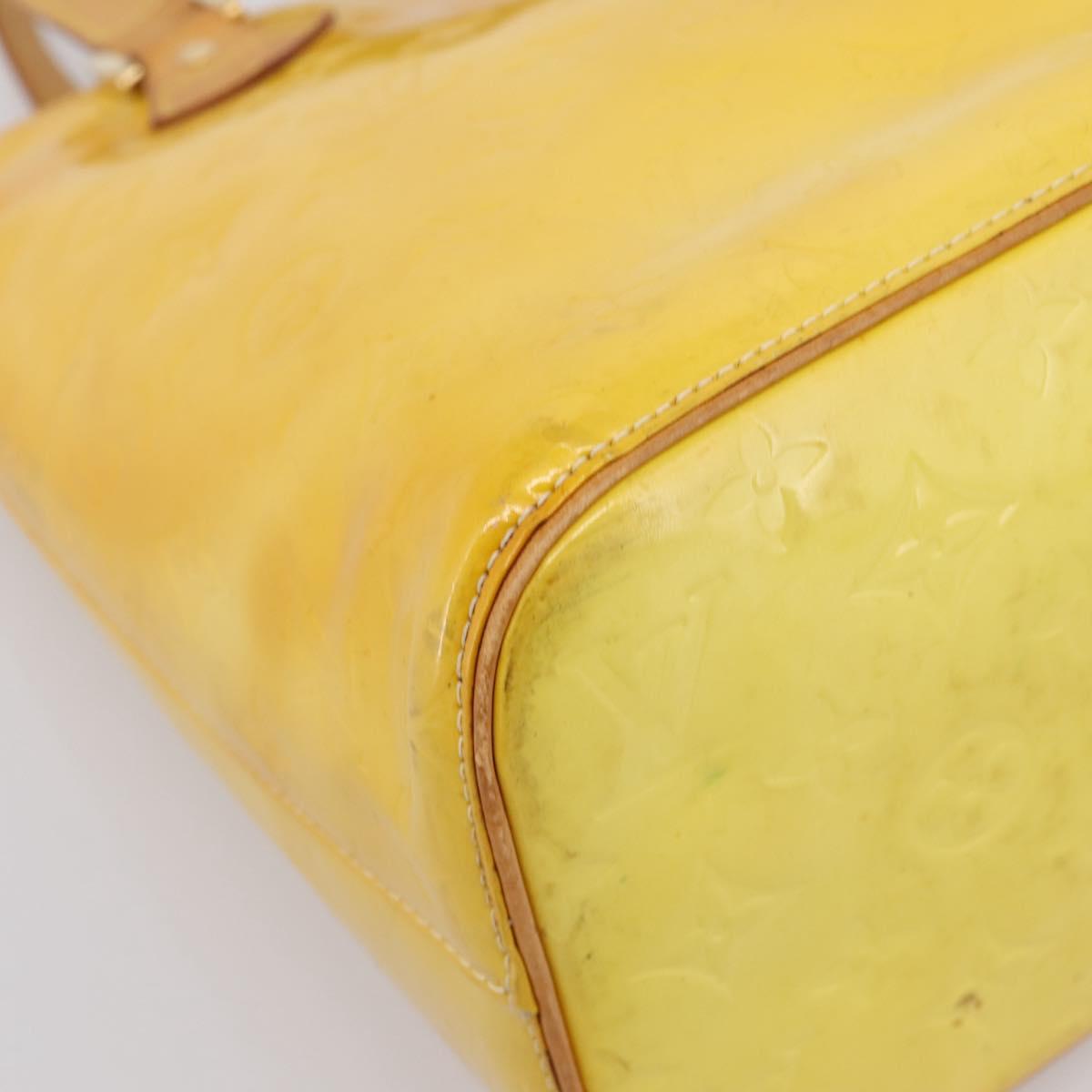 LOUIS VUITTON Monogram Vernis Houston Bag Lime Yellow M91055 LV Auth ep16061