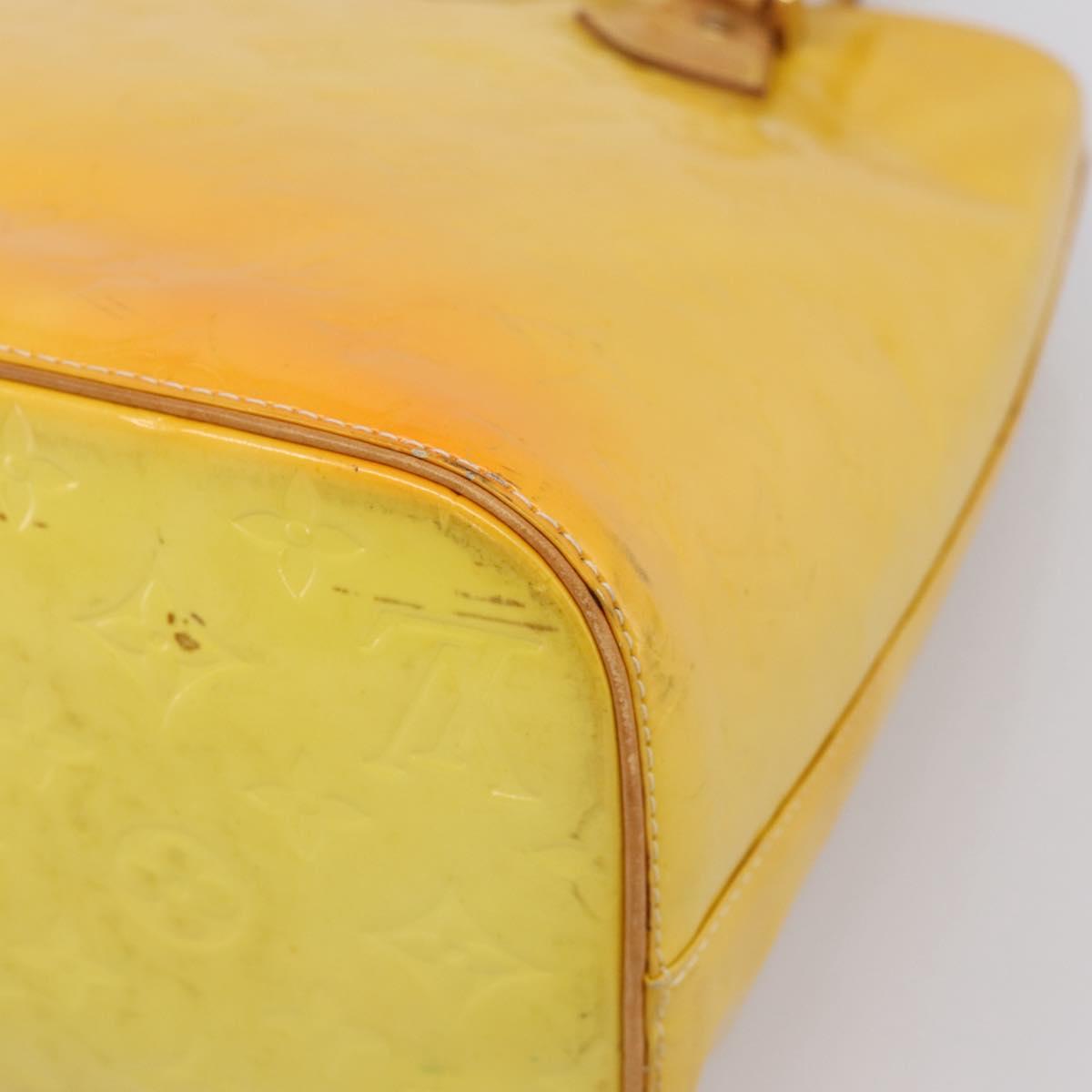 LOUIS VUITTON Monogram Vernis Houston Bag Lime Yellow M91055 LV Auth ep16061