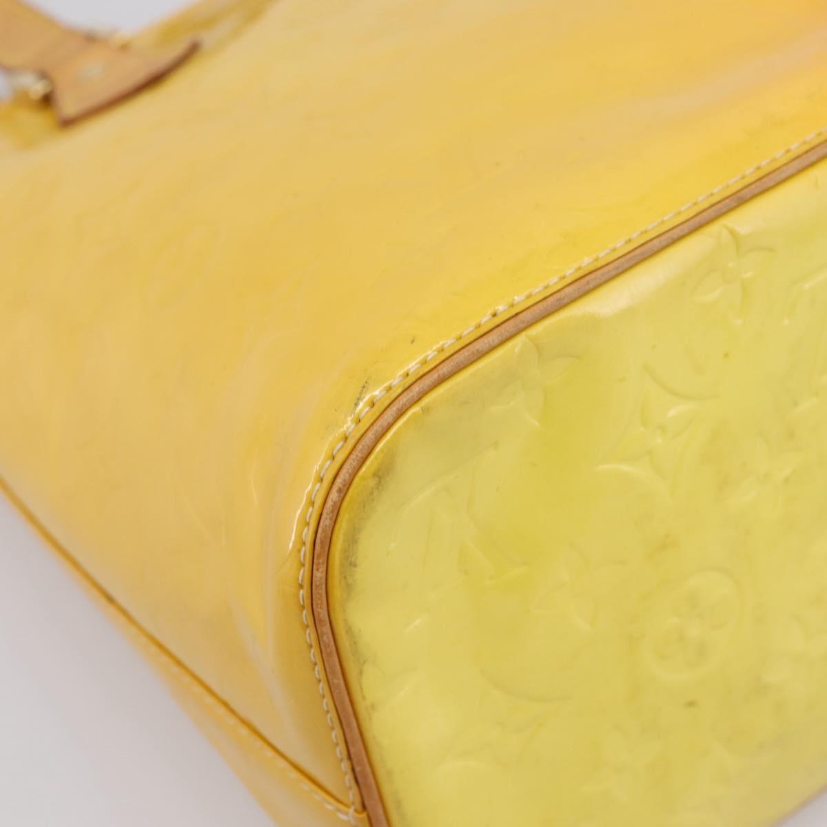 LOUIS VUITTON Monogram Vernis Houston Bag Lime Yellow M91055 LV Auth ep16061