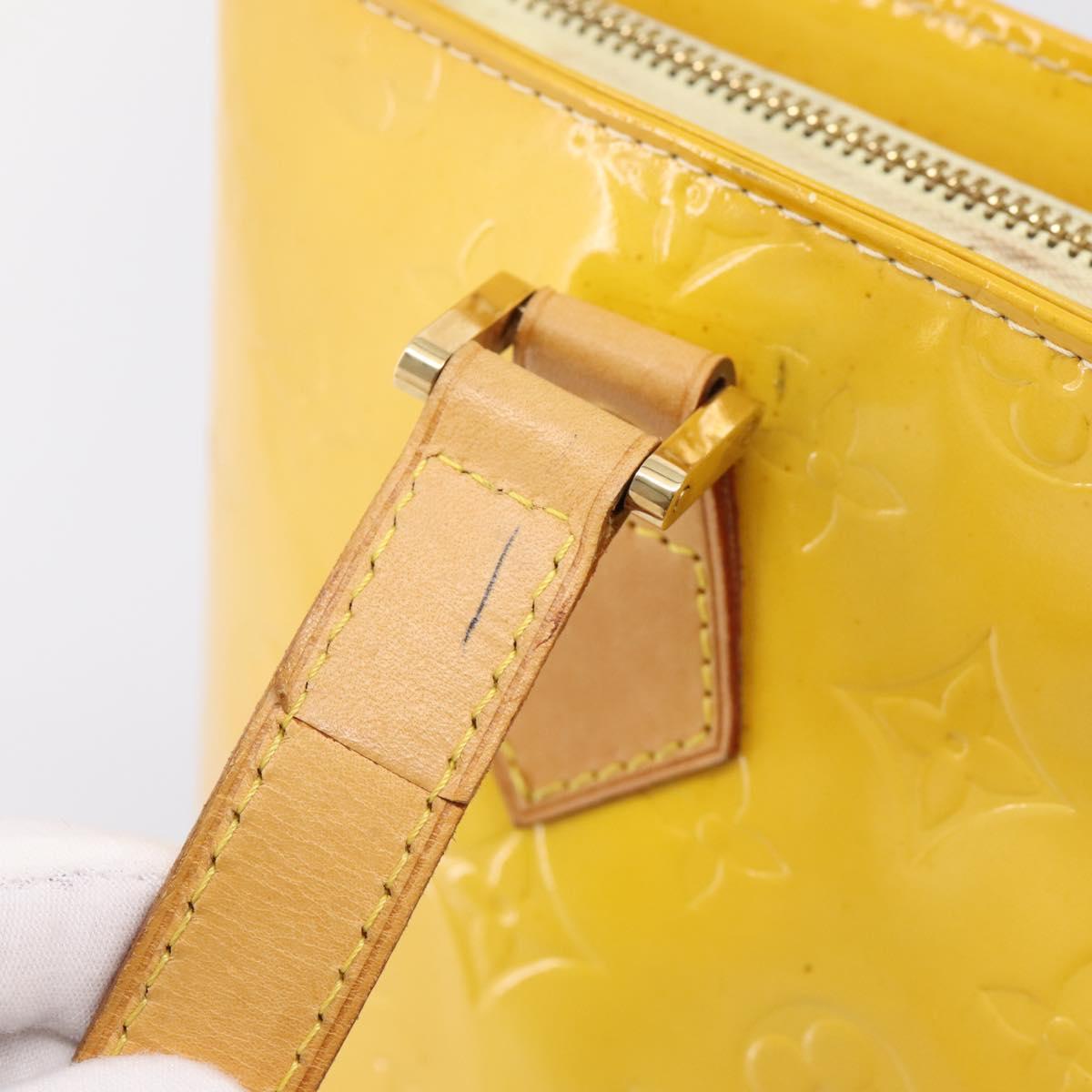 LOUIS VUITTON Monogram Vernis Houston Bag Lime Yellow M91055 LV Auth ep16061
