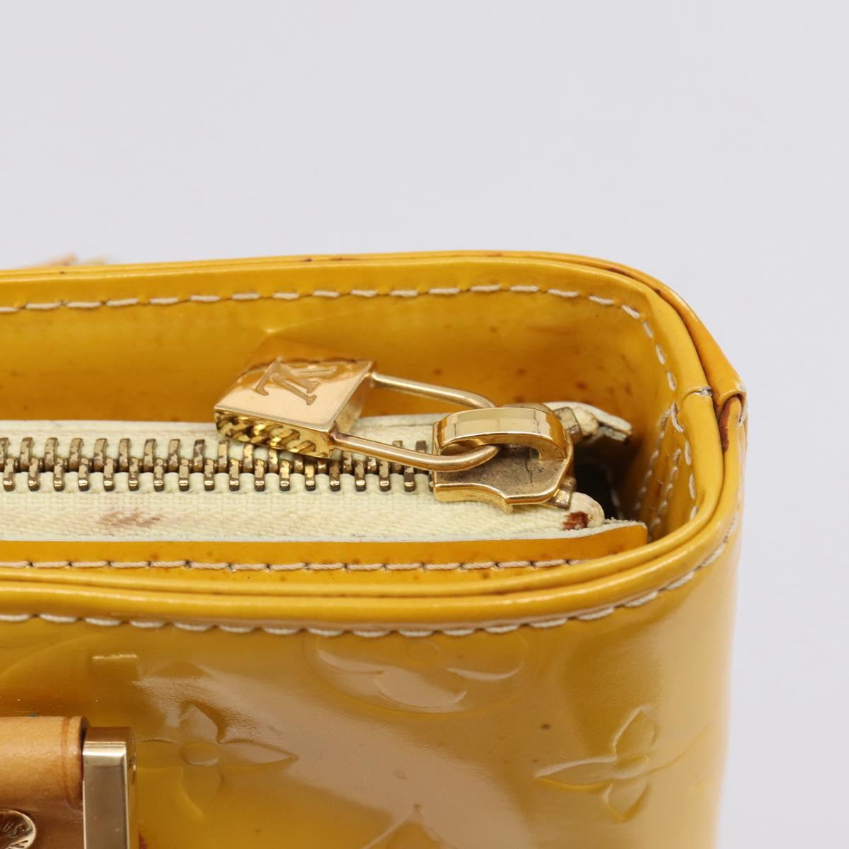 LOUIS VUITTON Monogram Vernis Houston Bag Lime Yellow M91055 LV Auth ep16061