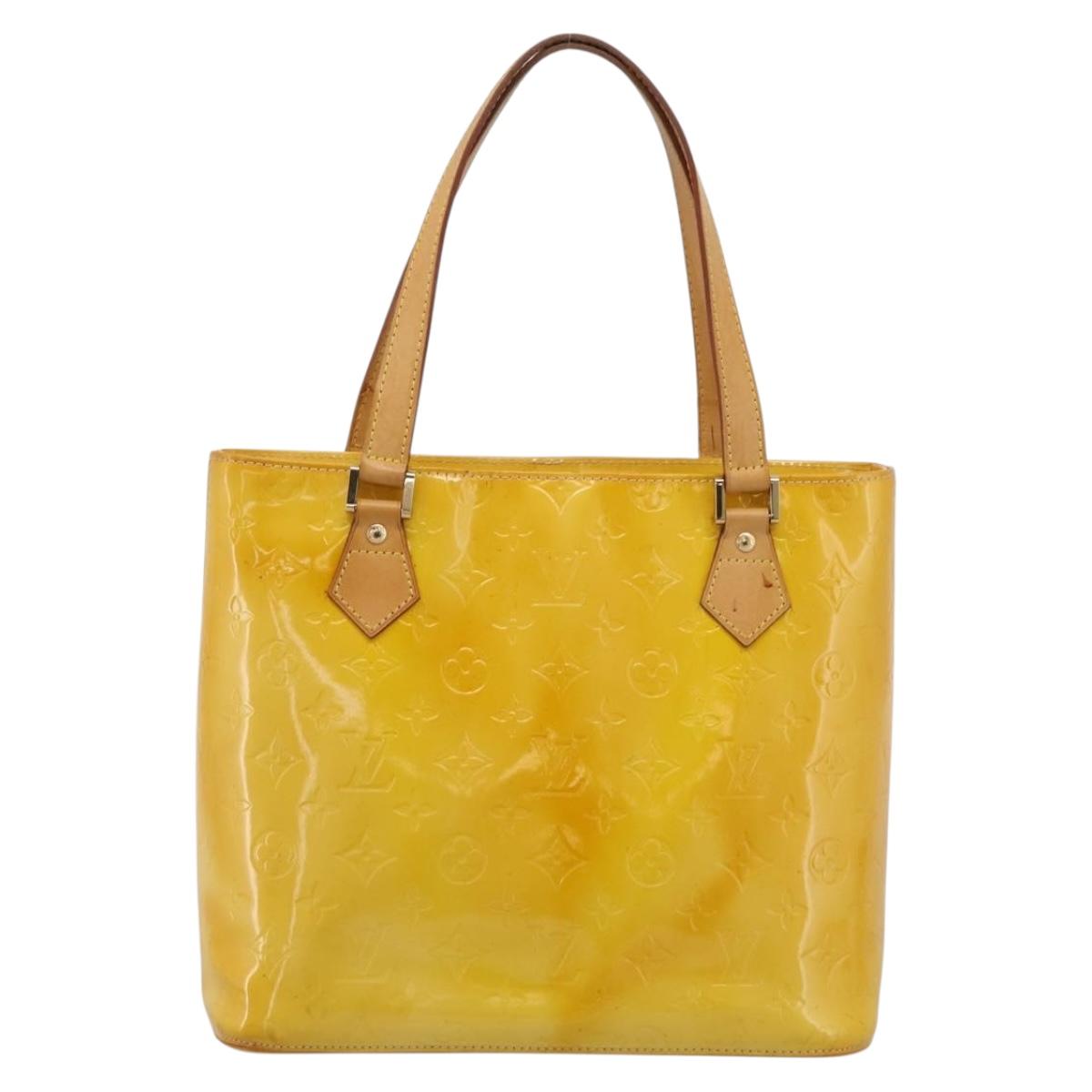 LOUIS VUITTON Monogram Vernis Houston Bag Lime Yellow M91055 LV Auth ep16061