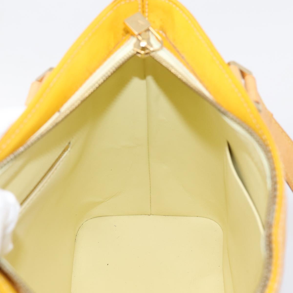LOUIS VUITTON Monogram Vernis Houston Bag Lime Yellow M91055 LV Auth ep16061