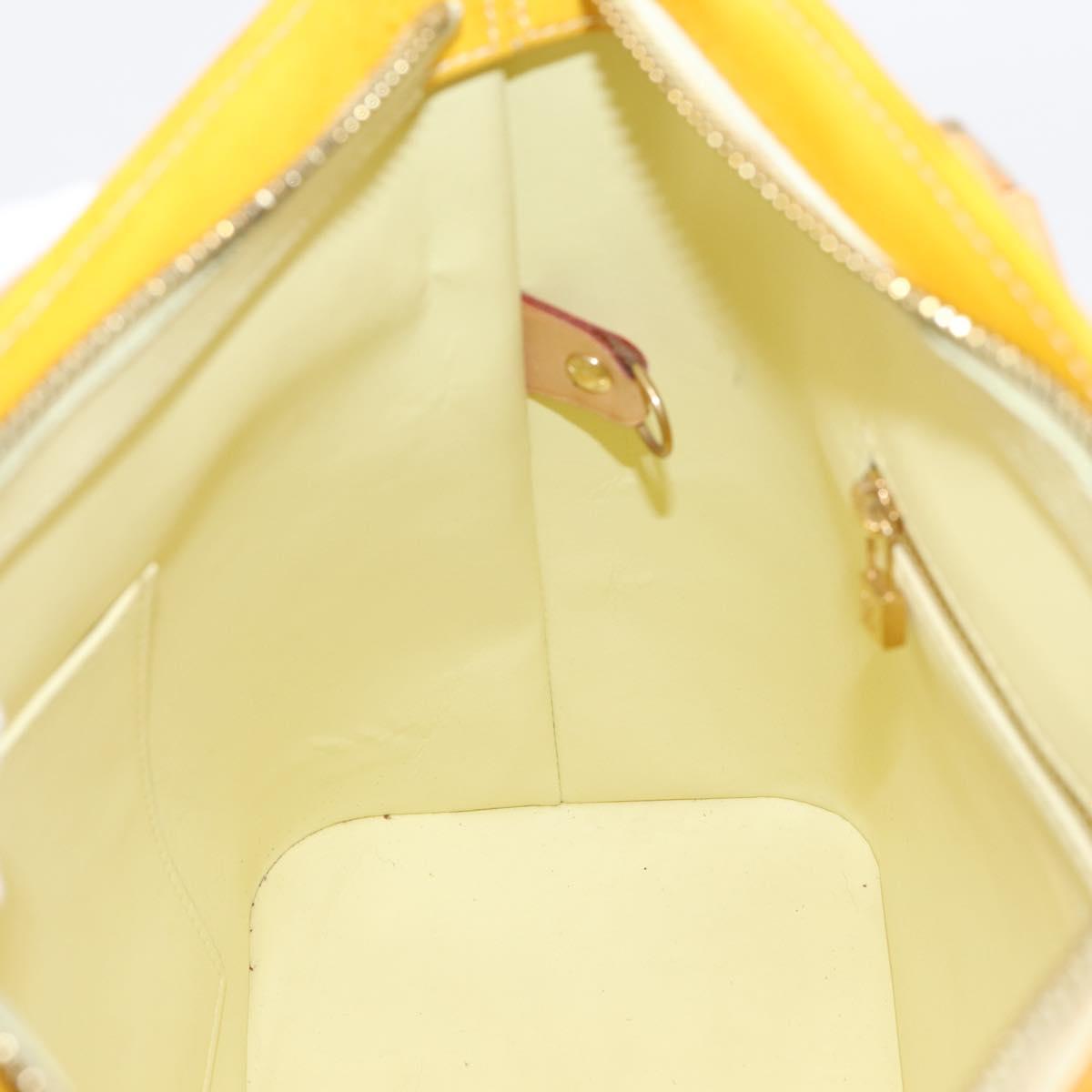 LOUIS VUITTON Monogram Vernis Houston Bag Lime Yellow M91055 LV Auth ep16061