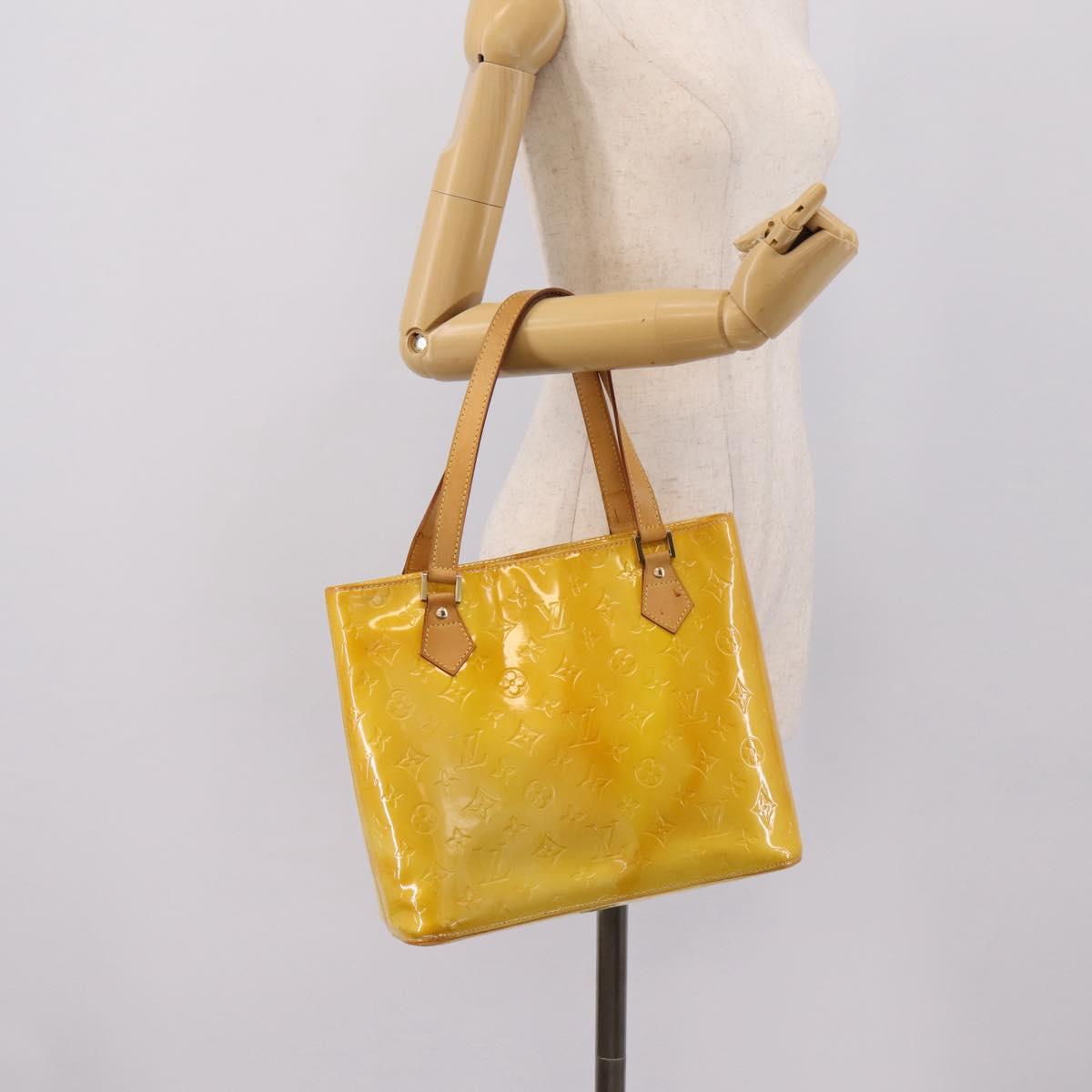 LOUIS VUITTON Monogram Vernis Houston Bag Lime Yellow M91055 LV Auth ep16061