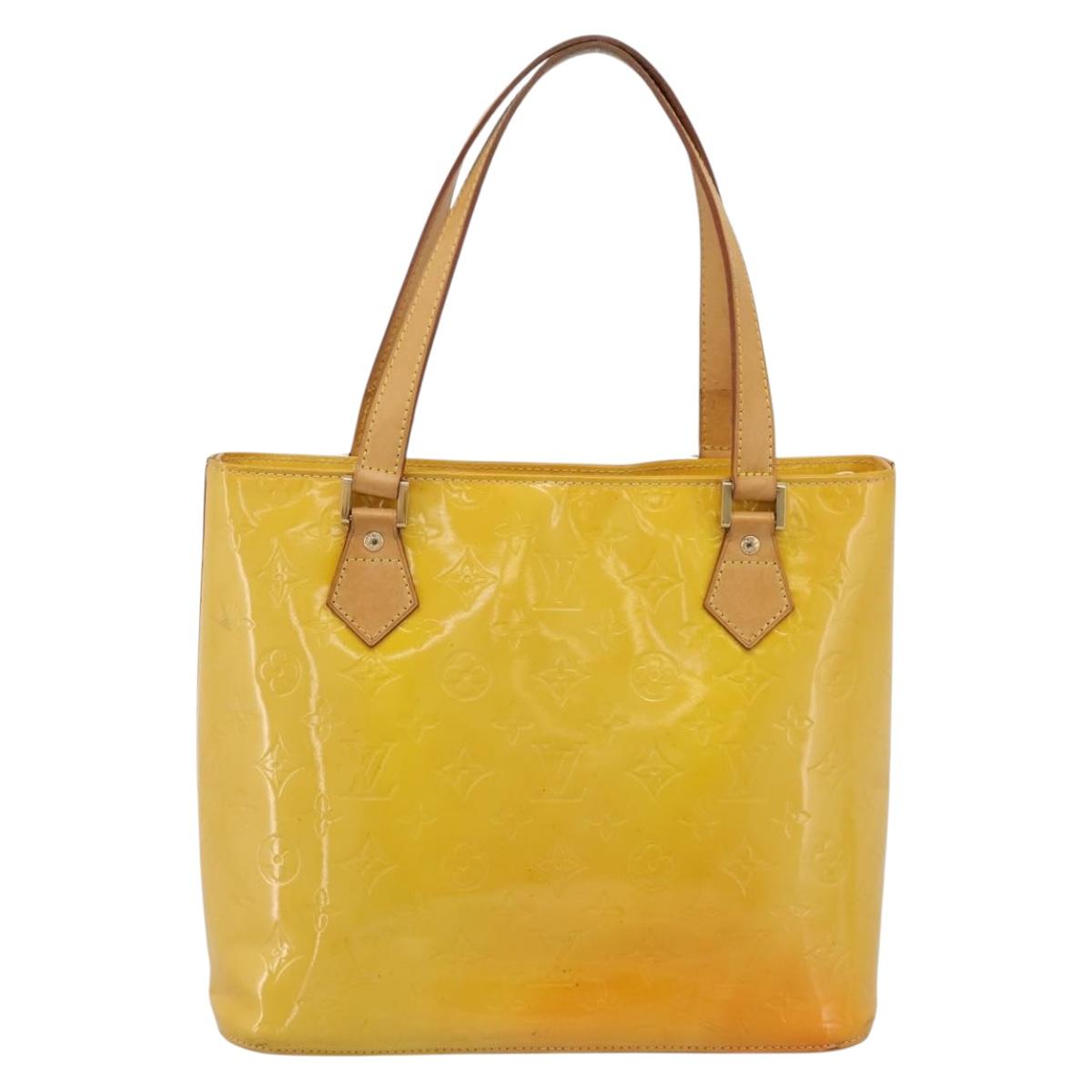LOUIS VUITTON Monogram Vernis Houston Bag Lime Yellow M91055 LV Auth ep16061
