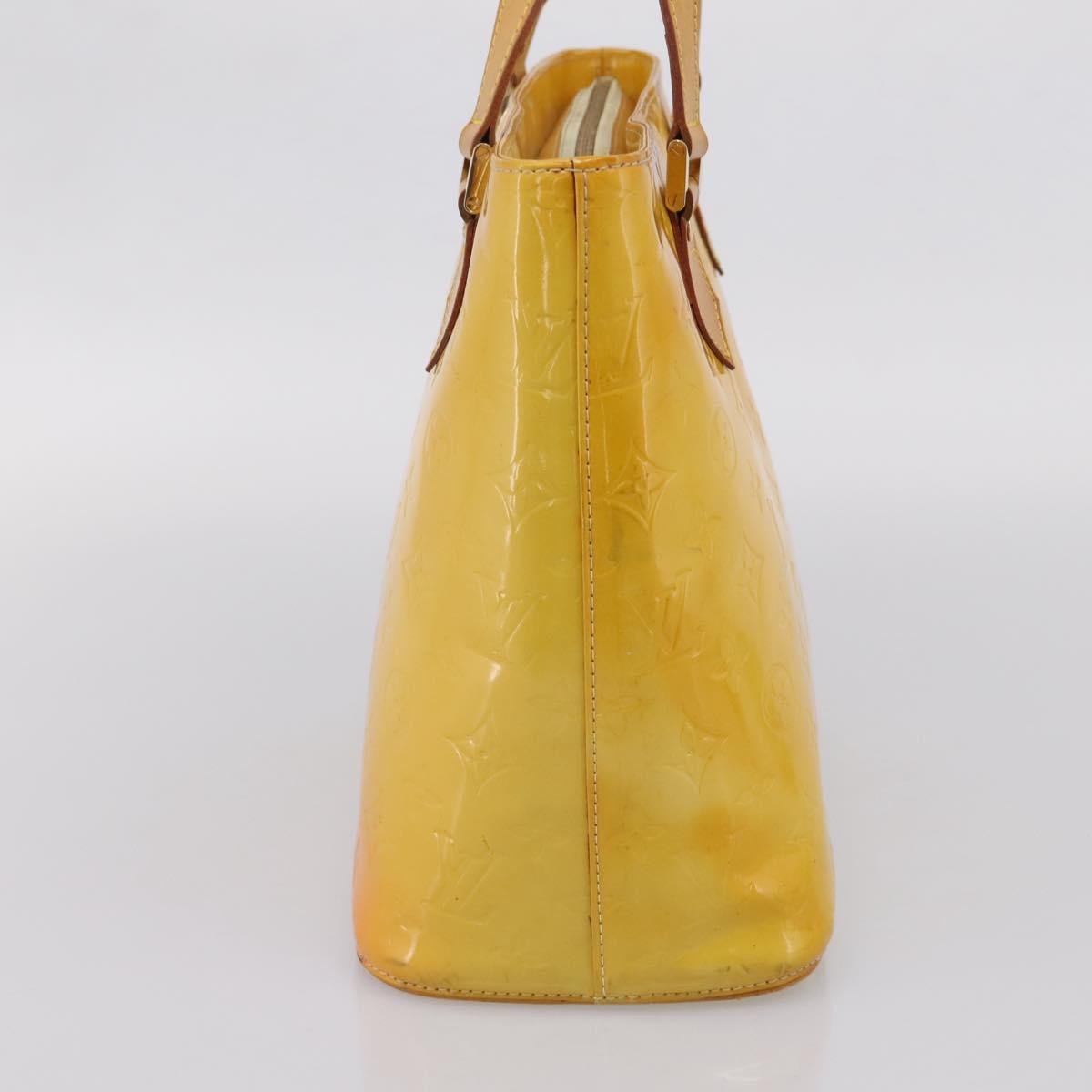 LOUIS VUITTON Monogram Vernis Houston Bag Lime Yellow M91055 LV Auth ep16061