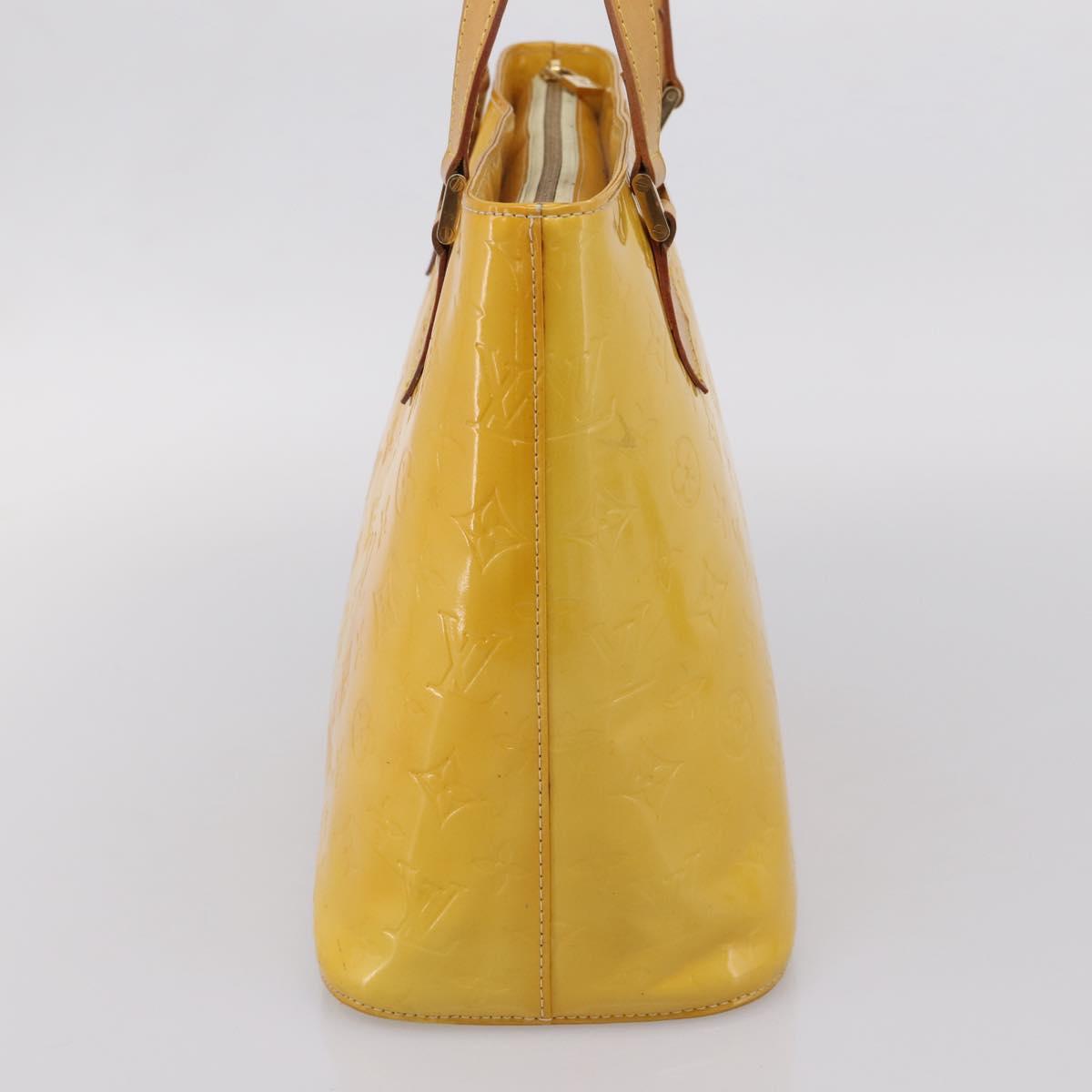 LOUIS VUITTON Monogram Vernis Houston Bag Lime Yellow M91055 LV Auth ep16061