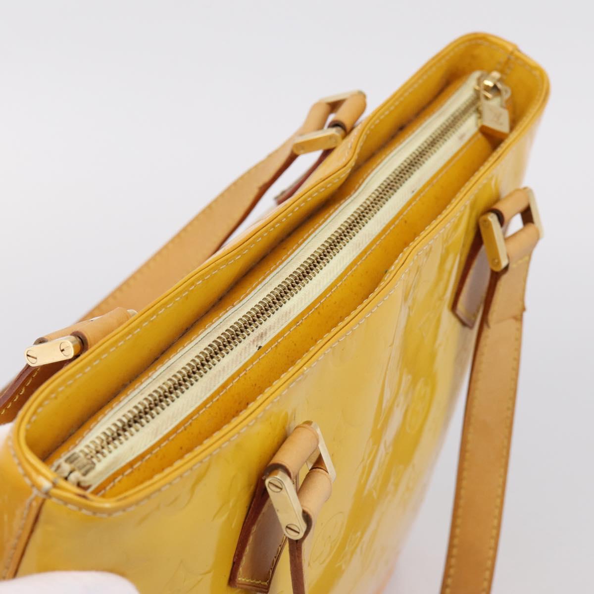 LOUIS VUITTON Monogram Vernis Houston Bag Lime Yellow M91055 LV Auth ep16061