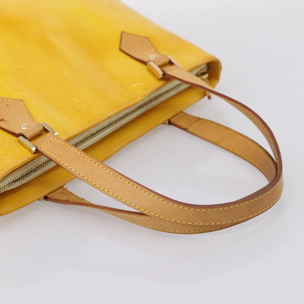 LOUIS VUITTON Monogram Vernis Houston Bag Lime Yellow M91055 LV Auth ep16061