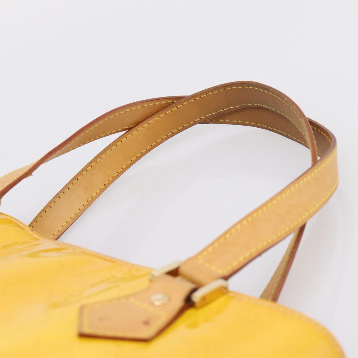 LOUIS VUITTON Monogram Vernis Houston Bag Lime Yellow M91055 LV Auth ep16061