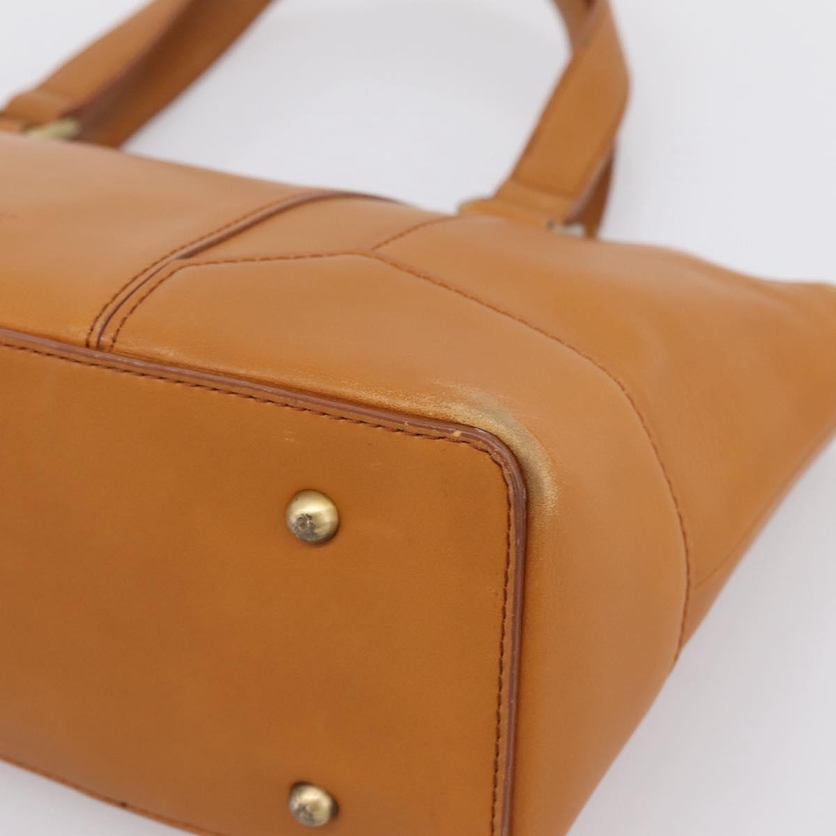 BURBERRY Hand Bag Leather Brown Gold Auth ep16062