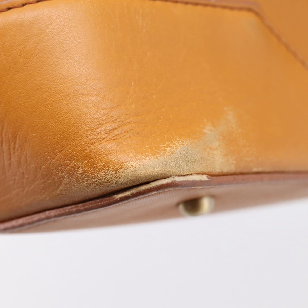 BURBERRY Hand Bag Leather Brown Gold Auth ep16062