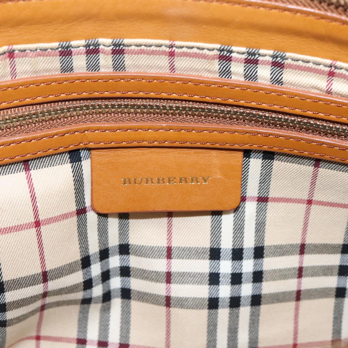 BURBERRY Hand Bag Leather Brown Gold Auth ep16062