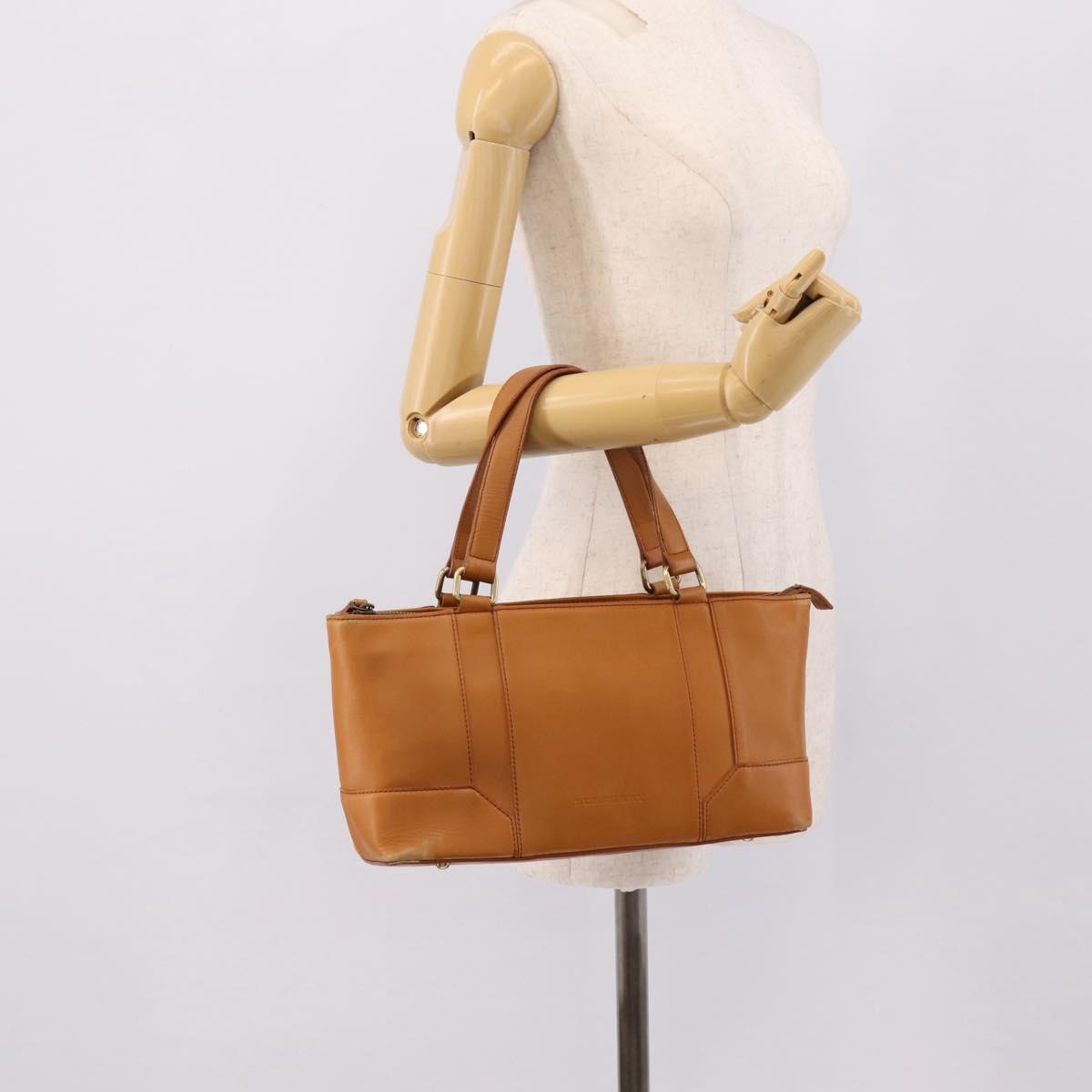 BURBERRY Hand Bag Leather Brown Gold Auth ep16062