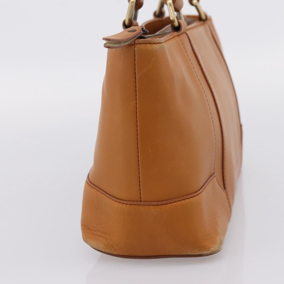 BURBERRY Hand Bag Leather Brown Gold Auth ep16062