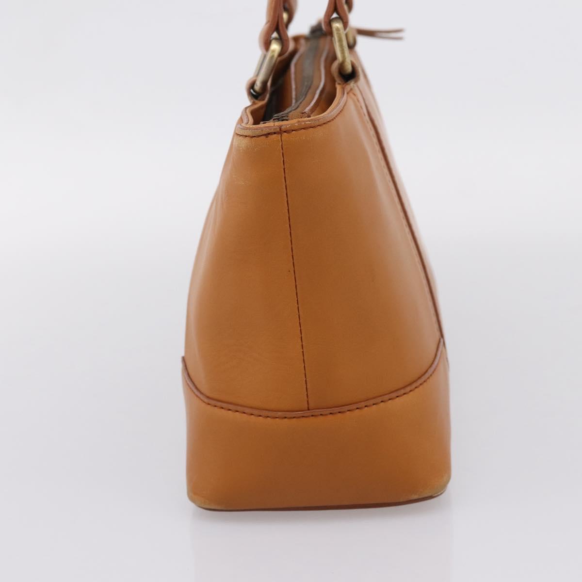 BURBERRY Hand Bag Leather Brown Gold Auth ep16062