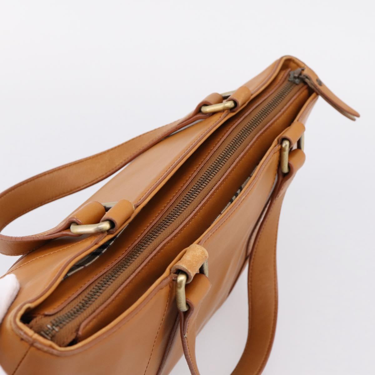 BURBERRY Hand Bag Leather Brown Gold Auth ep16062