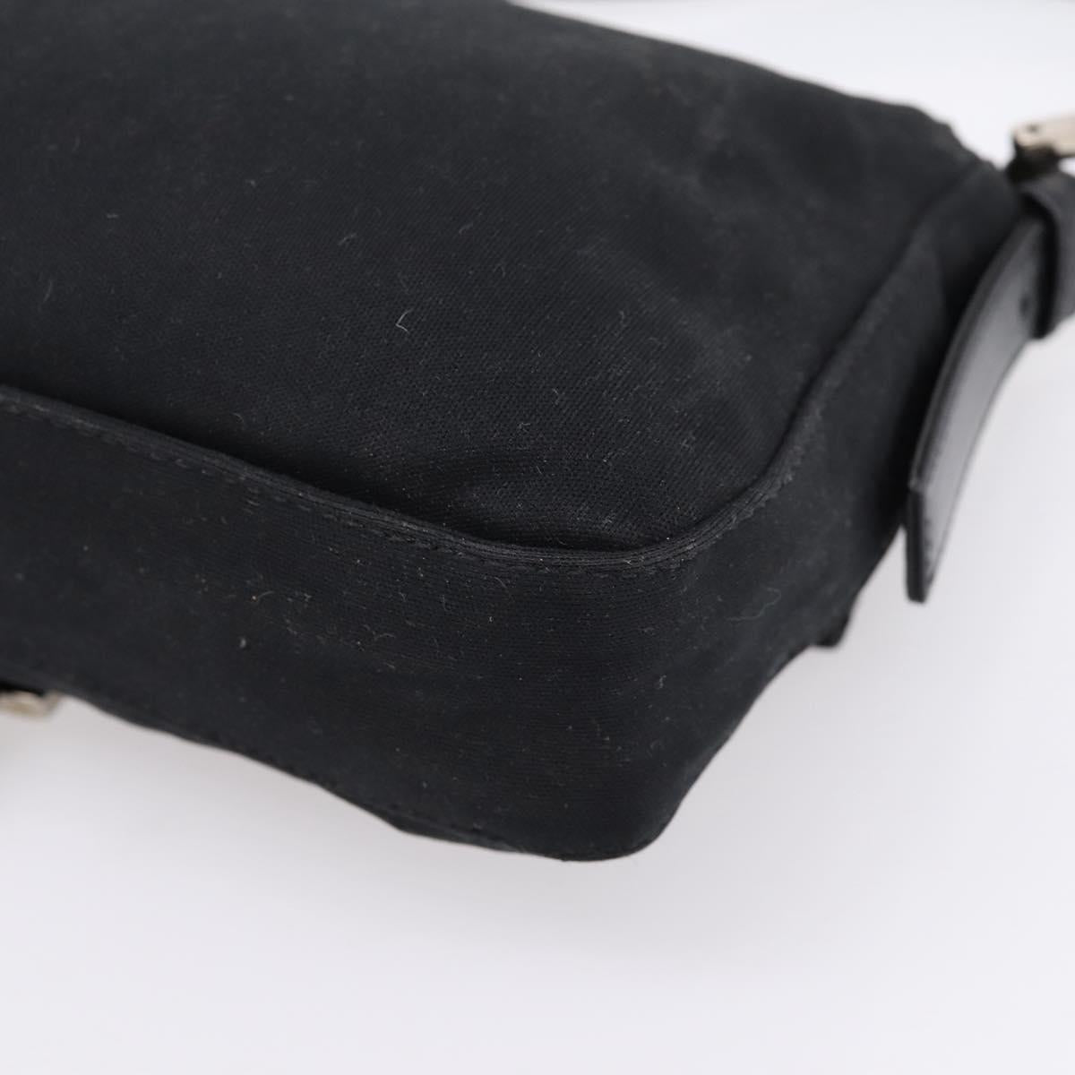 FENDI Mamma Baguette Shoulder Bag Cotton Jersey Black Silver 26424 Auth ep16064A