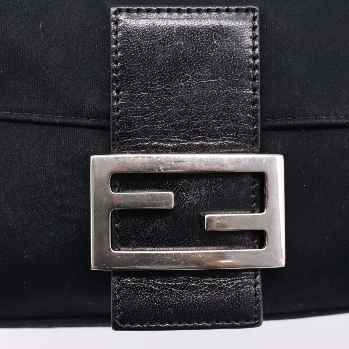 FENDI Mamma Baguette Shoulder Bag Cotton Jersey Black Silver 26424 Auth ep16064A
