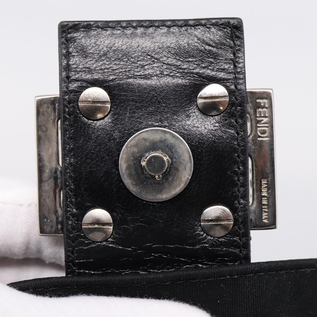 FENDI Mamma Baguette Shoulder Bag Cotton Jersey Black Silver 26424 Auth ep16064A