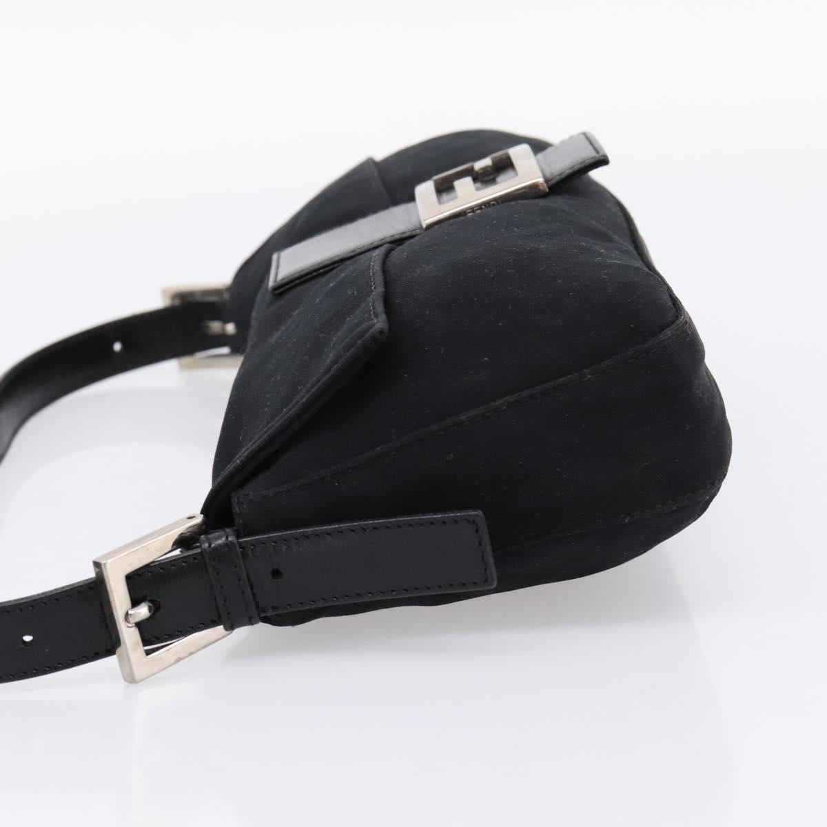 FENDI Mamma Baguette Shoulder Bag Cotton Jersey Black Silver 26424 Auth ep16064A