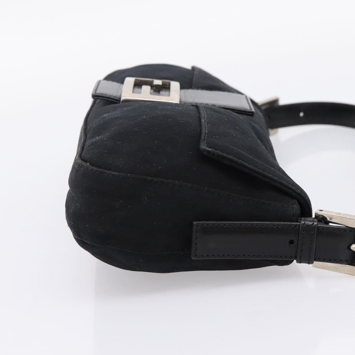 FENDI Mamma Baguette Shoulder Bag Cotton Jersey Black Silver 26424 Auth ep16064A