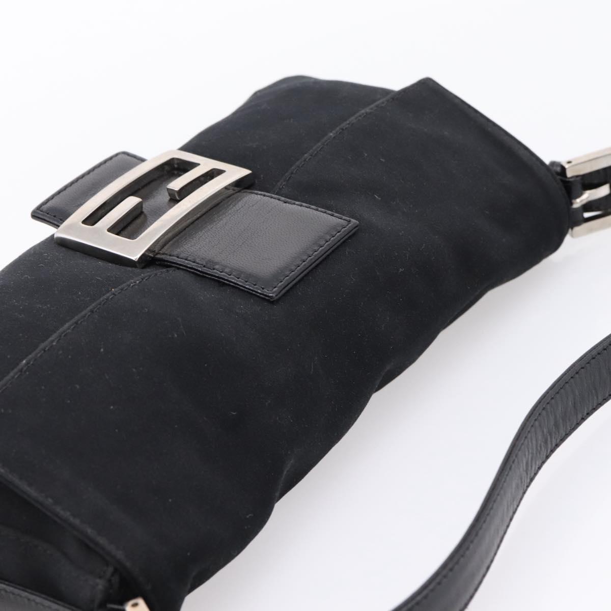 FENDI Mamma Baguette Shoulder Bag Cotton Jersey Black Silver 26424 Auth ep16064A