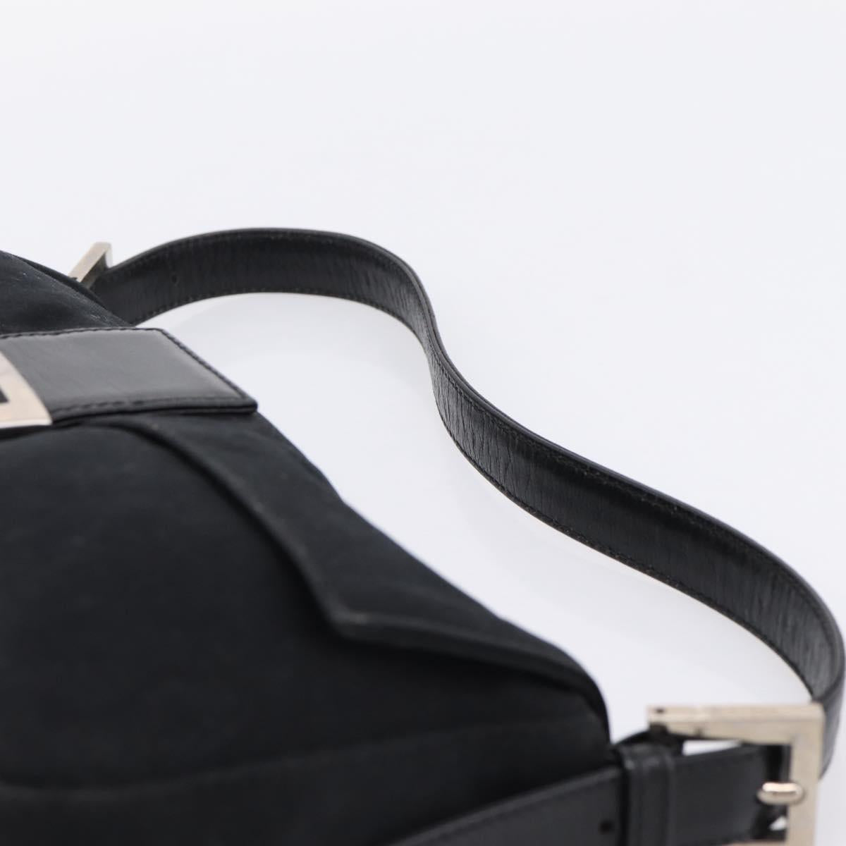 FENDI Mamma Baguette Shoulder Bag Cotton Jersey Black Silver 26424 Auth ep16064A