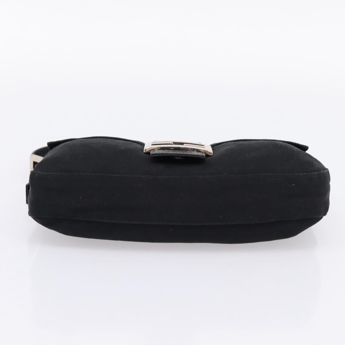 FENDI Mamma Baguette Shoulder Bag Cotton Jersey Black Silver 26424 Auth ep16064A