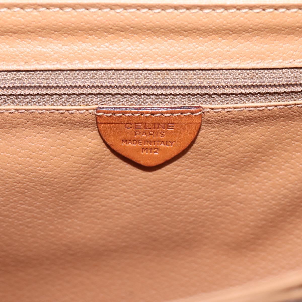 CELINE Macadam Canvas Shoulder Bag PVC Leather Brown Gold Auth ep16065