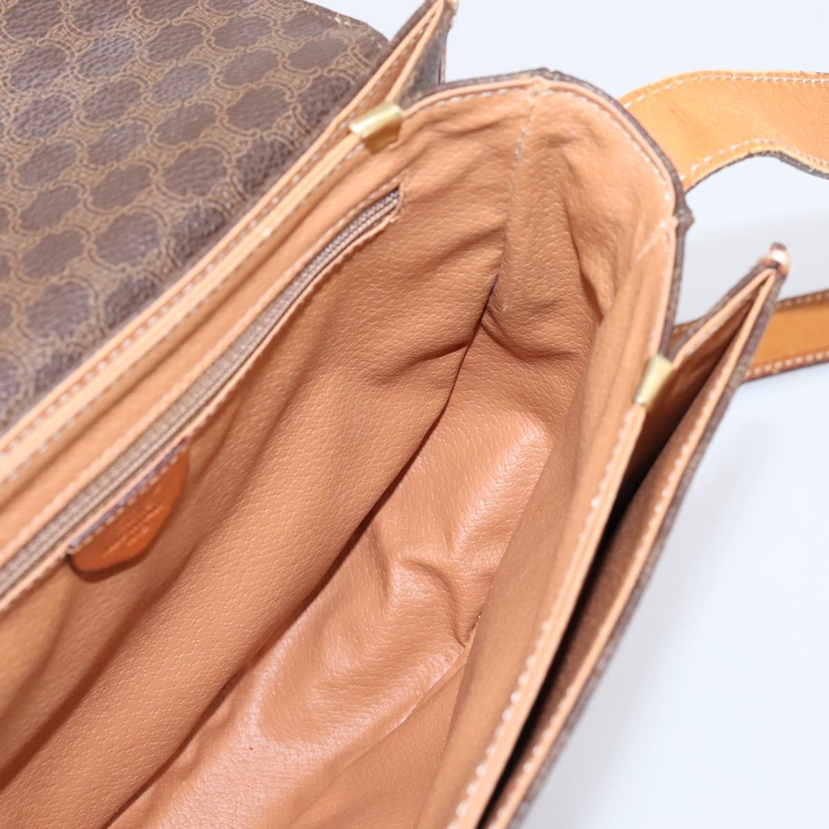 CELINE Macadam Canvas Shoulder Bag PVC Leather Brown Gold Auth ep16065