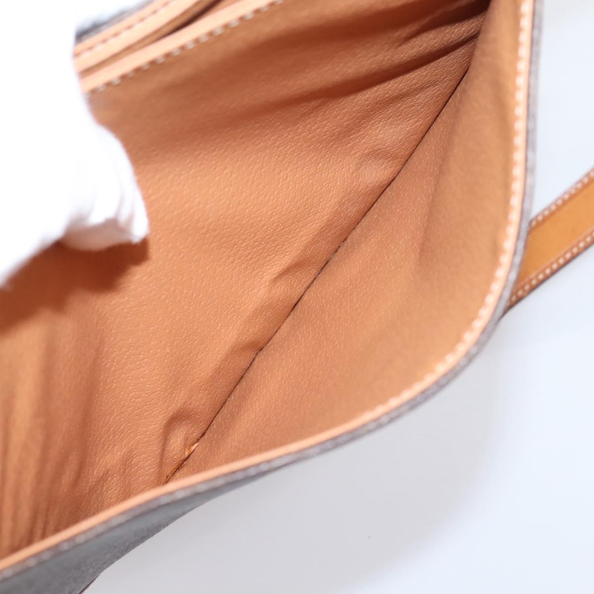 CELINE Macadam Canvas Shoulder Bag PVC Leather Brown Gold Auth ep16065