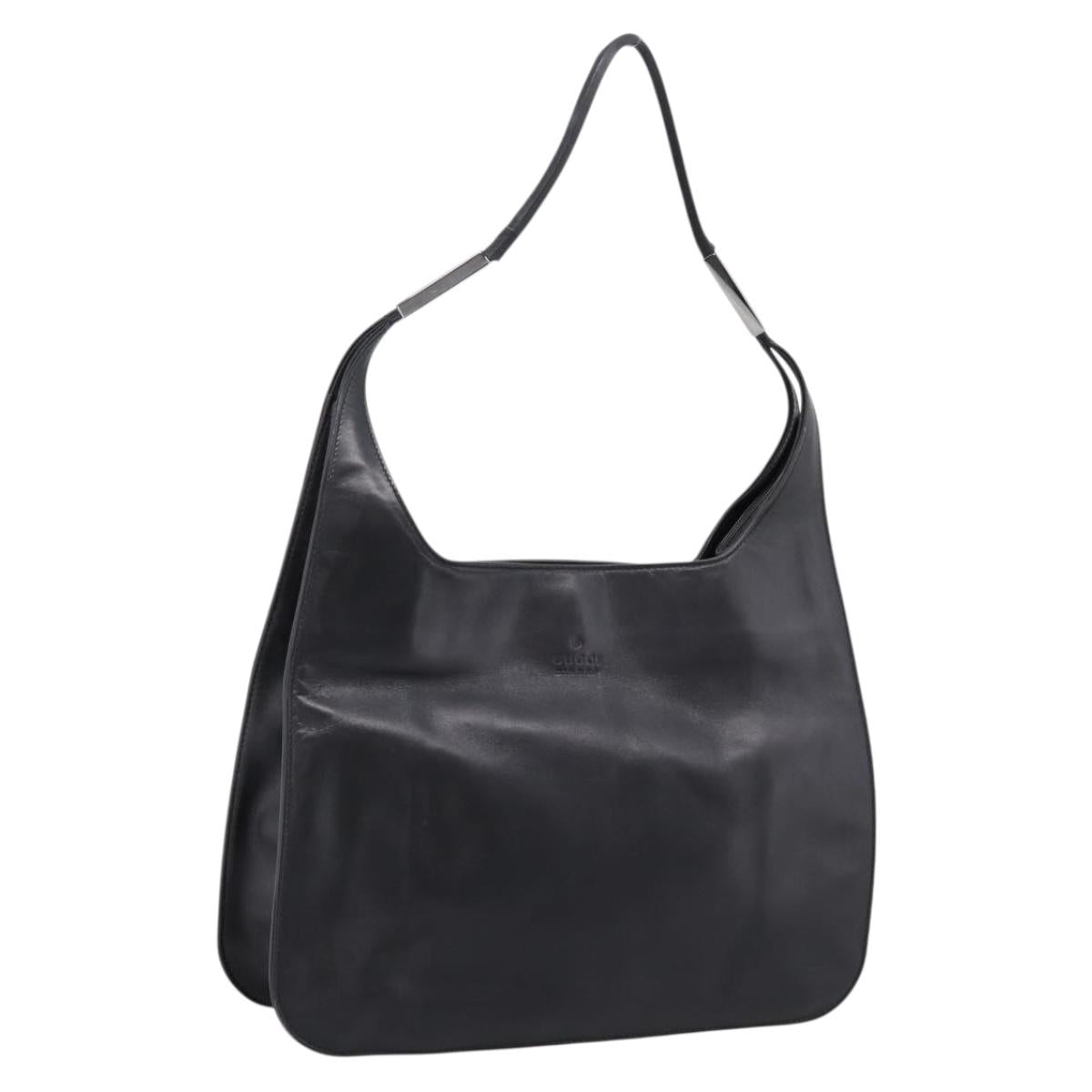 GUCCI Shoulder Bag Leather Black Silver 001 3167 Auth ep16066