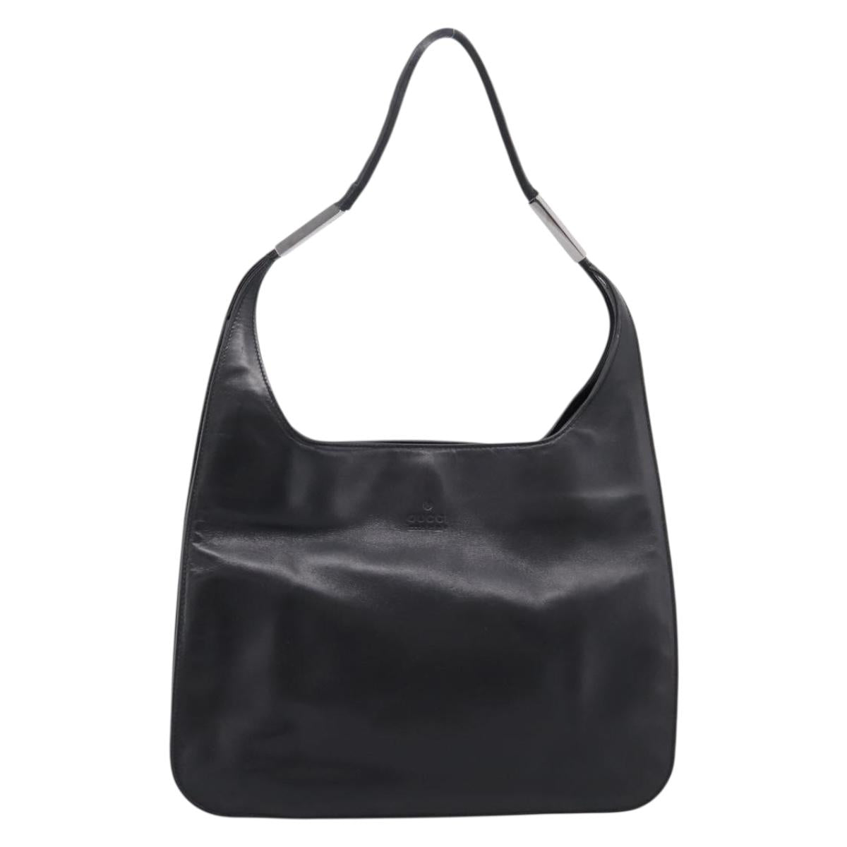 GUCCI Shoulder Bag Leather Black Silver 001 3167 Auth ep16066