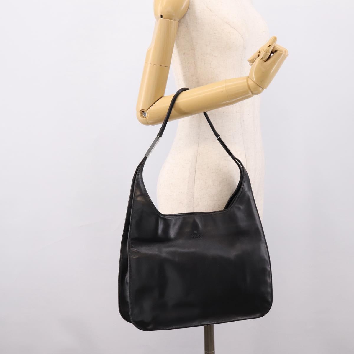 GUCCI Shoulder Bag Leather Black Silver 001 3167 Auth ep16066