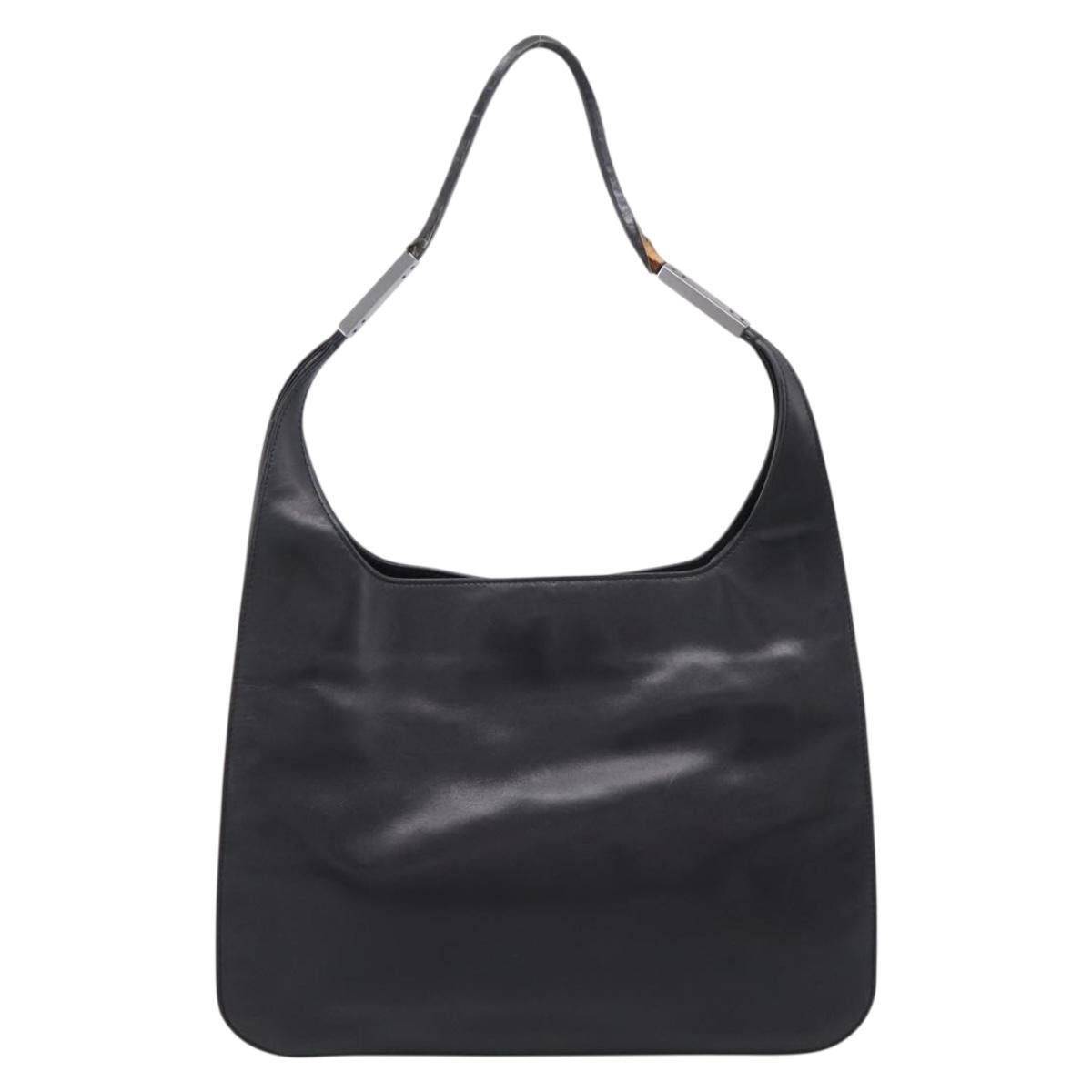 GUCCI Shoulder Bag Leather Black Silver 001 3167 Auth ep16066
