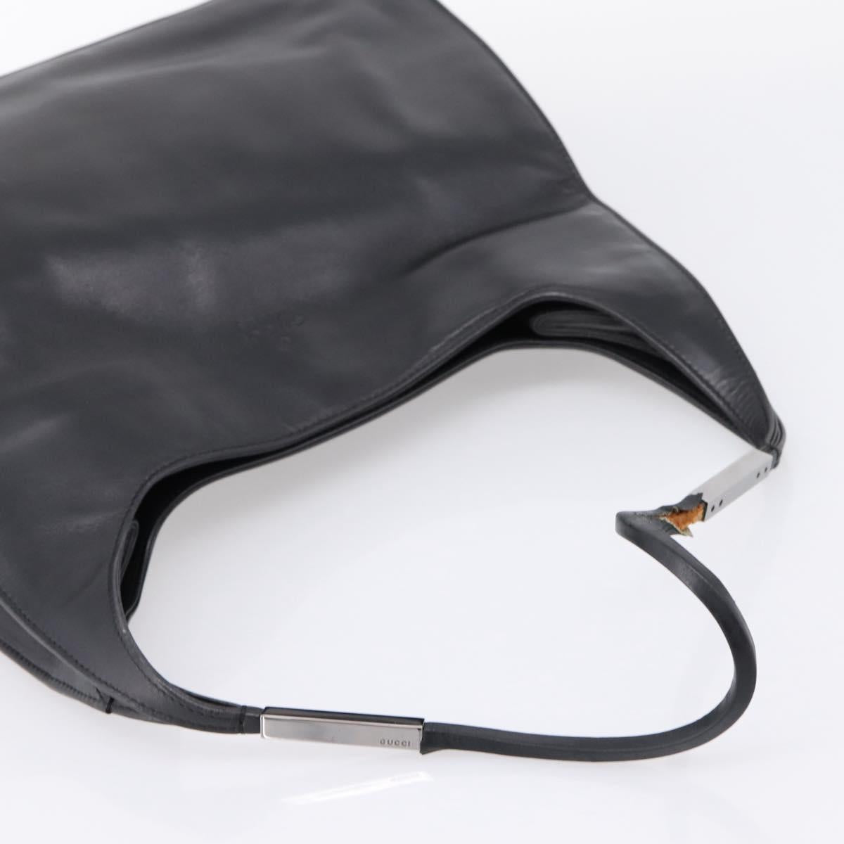 GUCCI Shoulder Bag Leather Black Silver 001 3167 Auth ep16066