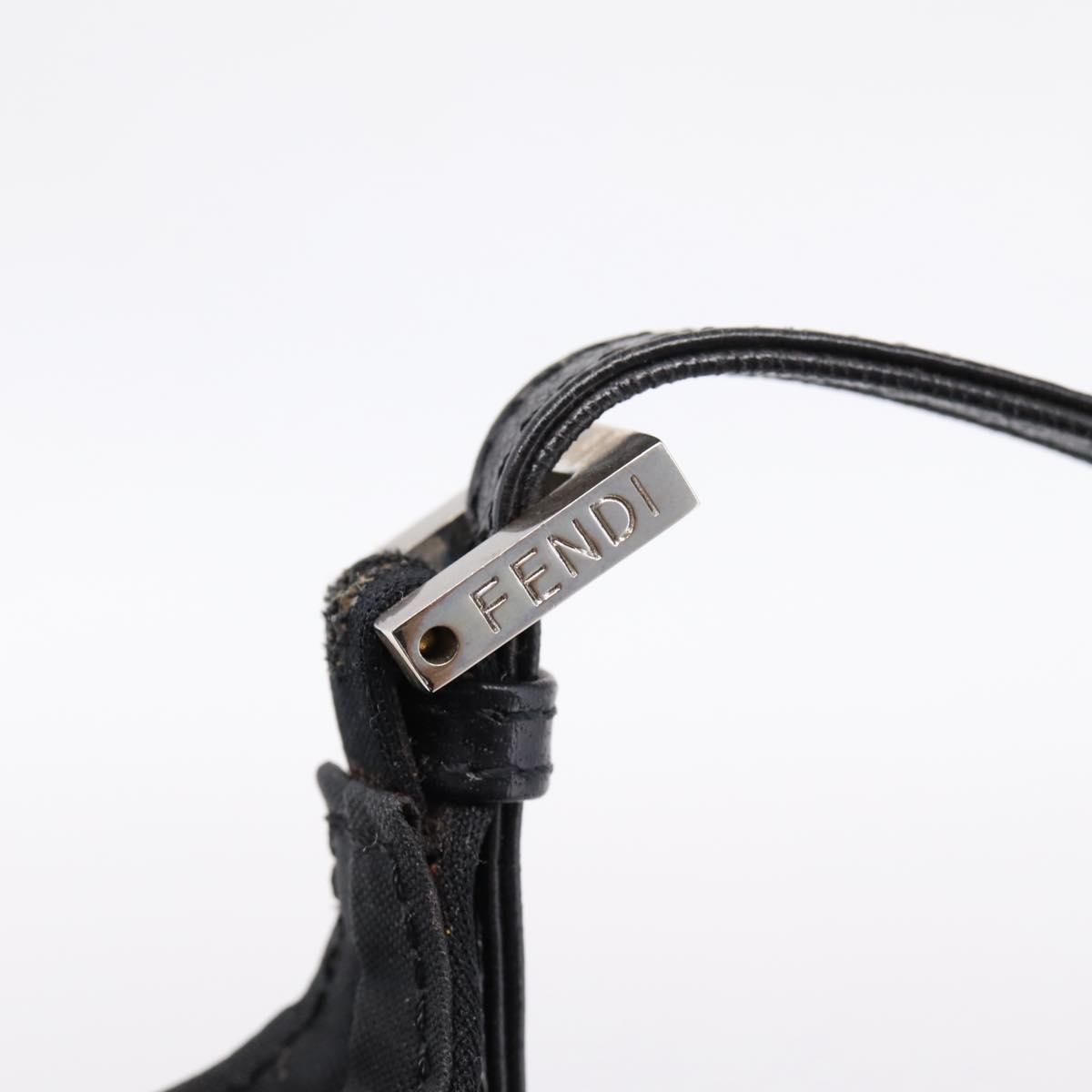 FENDI Mamma Baguette Shoulder Bag Cotton Jersey Black Silver Auth ep16070A
