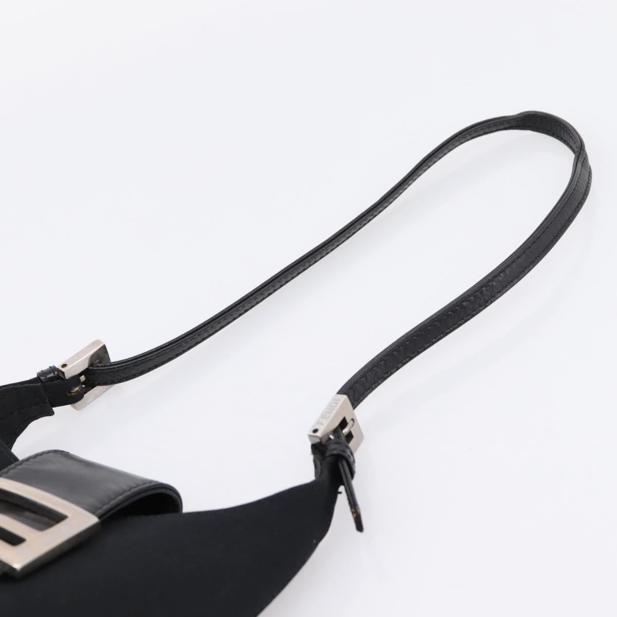 FENDI Mamma Baguette Shoulder Bag Cotton Jersey Black Silver Auth ep16070A