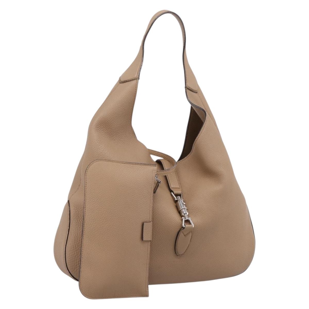GUCCI Jackie Shoulder Bag Leather Beige Silver 362968 Auth ep16073V