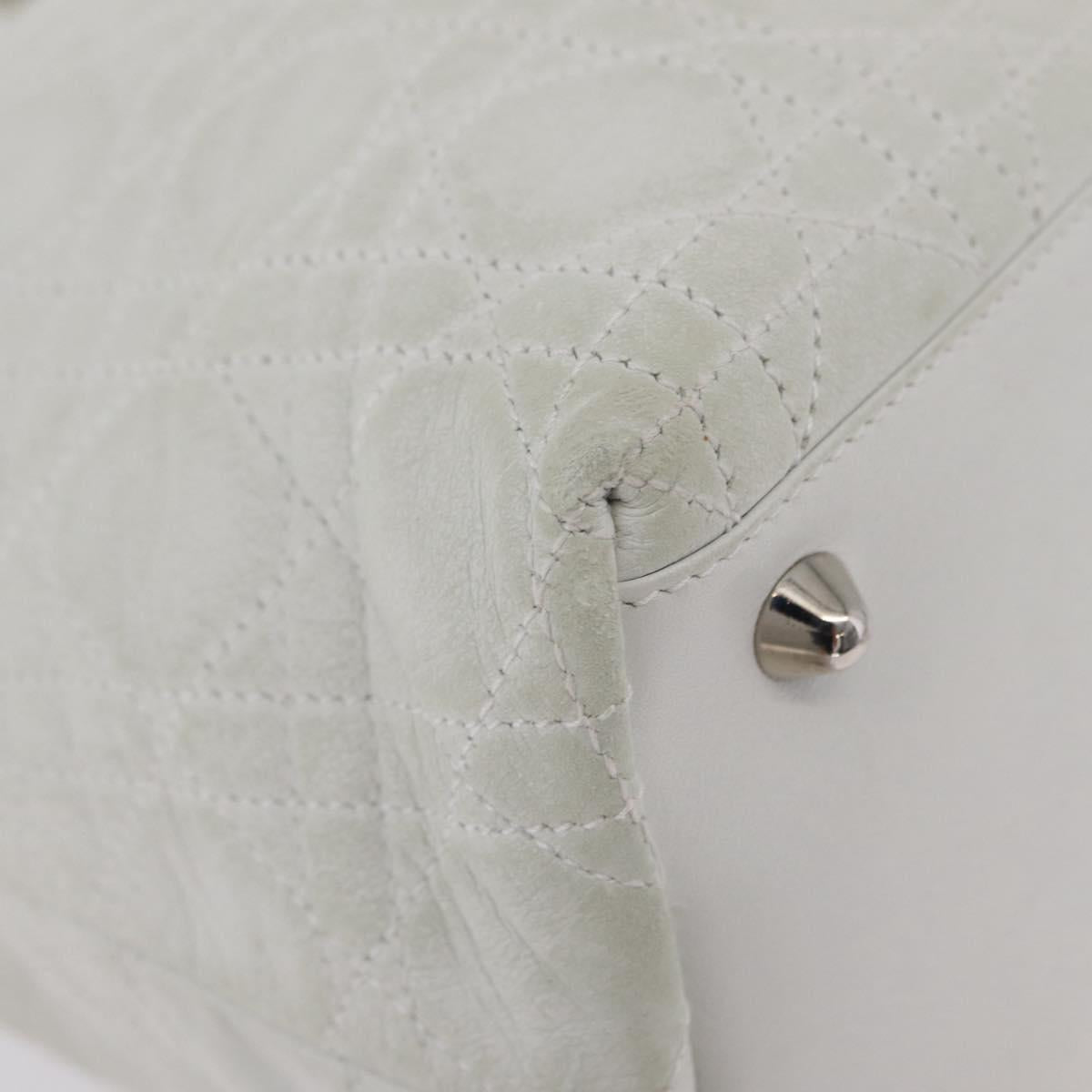 Christian Dior Lady Dior Canage Hand Bag Leather White Silver Auth ep16079