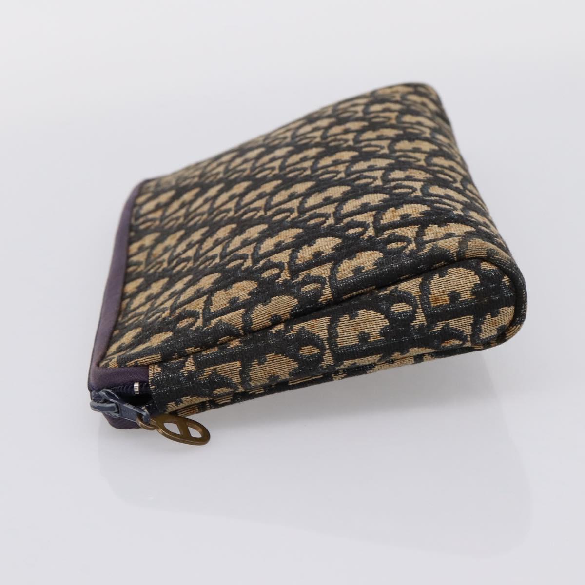 Christian Dior Trotter Canvas Clutch Bag Navy Gold Auth ep16080