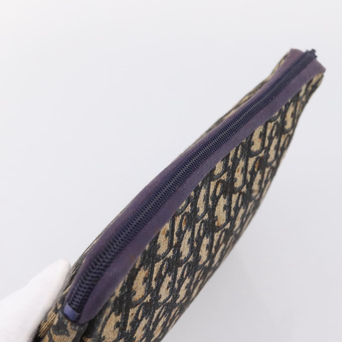 Christian Dior Trotter Canvas Clutch Bag Navy Gold Auth ep16080