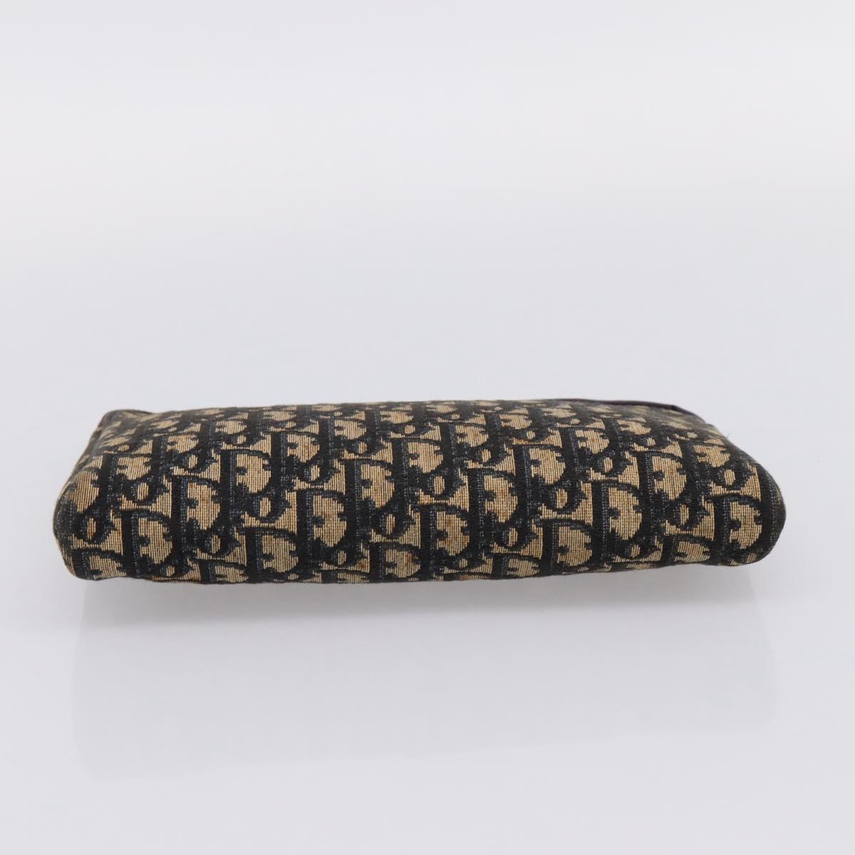 Christian Dior Trotter Canvas Clutch Bag Navy Gold Auth ep16080