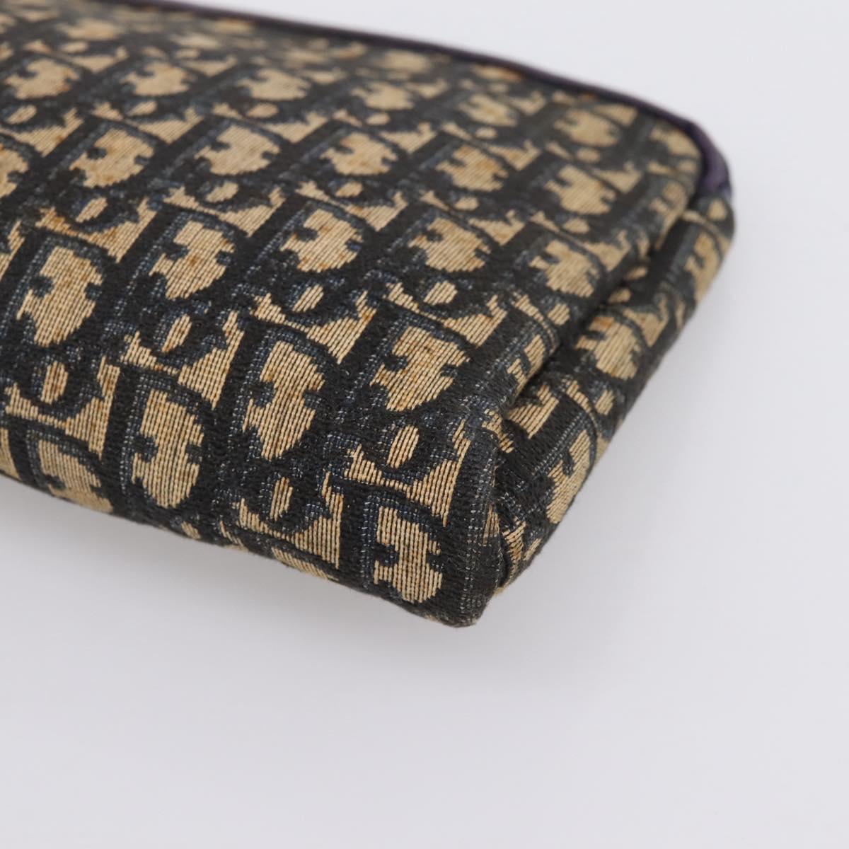 Christian Dior Trotter Canvas Clutch Bag Navy Gold Auth ep16080